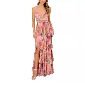 Liv Foster printed mesh gown